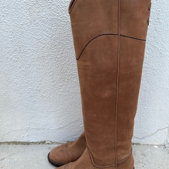 Chanel Interlocking CC Logo Tan Knee-High Leather Riding Boots - Picture 2 of 11